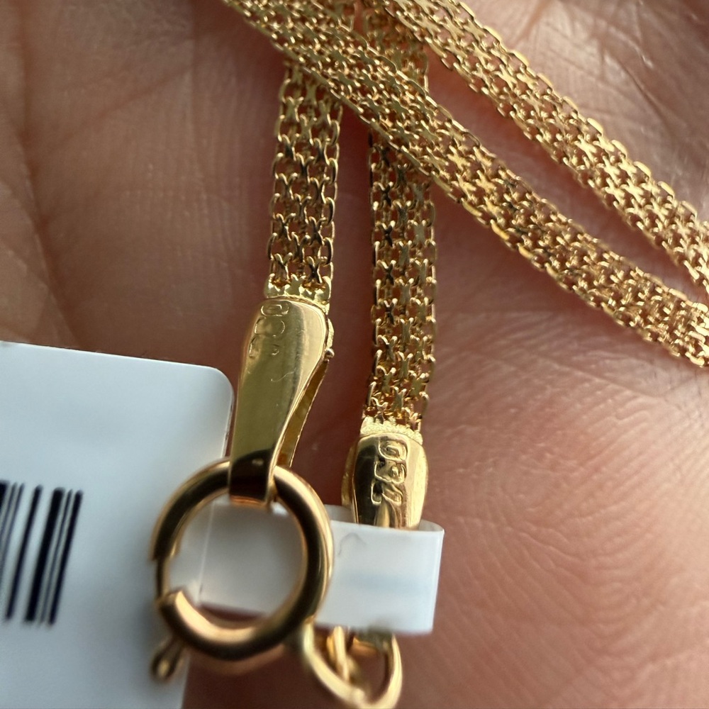 18K Geuine Yellow Gold Bismark Chain Necklace - Picture 9 of 17